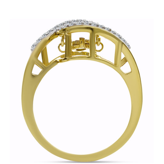 Inel din Argint 925 Placat cu Aur ( 3.9 grame ) cu Diamant Alb și Zircon Alb 0.31 Carate