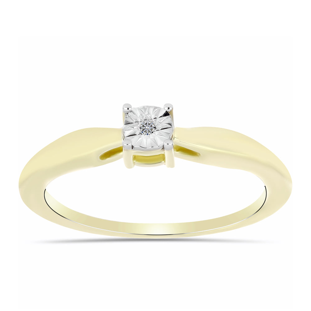 Inel din Argint 925 Placat cu Aur ( 2.22 grame ) cu Diamant Alb 0.01 Carate