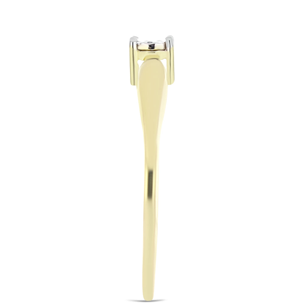 Inel din Argint 925 Placat cu Aur ( 2.22 grame ) cu Diamant Alb 0.01 Carate 4 