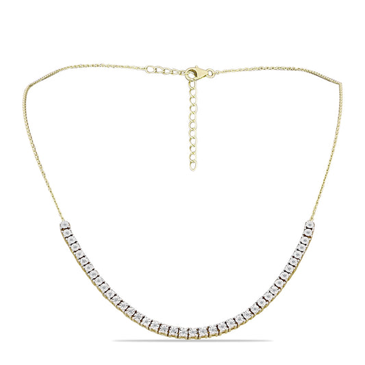 Colier din Argint 925 Placat cu Aur ( 11.35 grame ) cu Diamant Alb și Topaz Alb 0.28 Carate