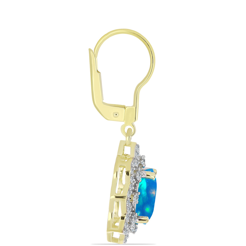 Cercei din Argint 925 Placat cu Aur ( 3.99 grame ) cu Opal Etiopian ”Paradis” și Topaz Alb 3.19 Carate 2 