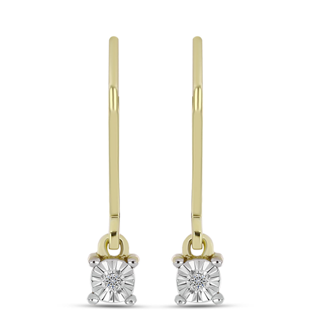 Cercei din Argint 925 Placat cu Aur ( 1.35 grame ) cu Diamant Alb 0.01 Carate 1 