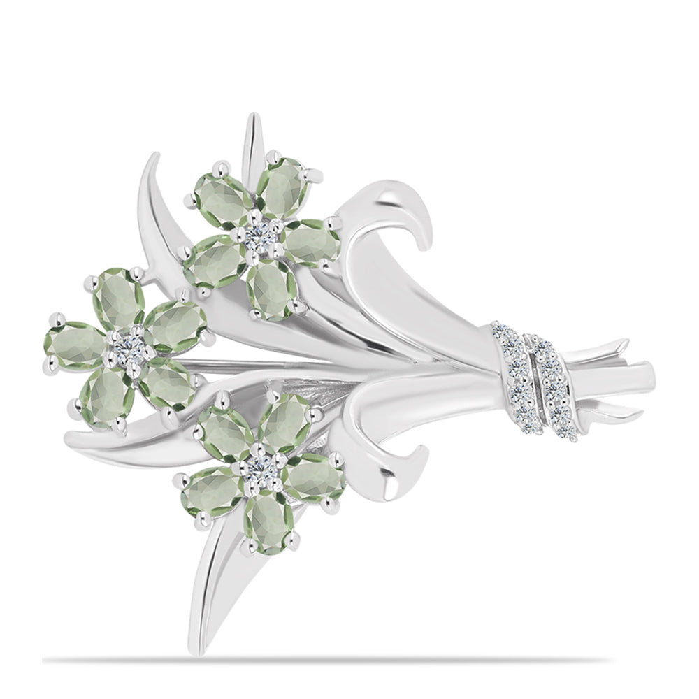 din Argint 925 ( 7.62 grame ) cu Ametist Verde și Topaz Alb 2.6 Carate 1 