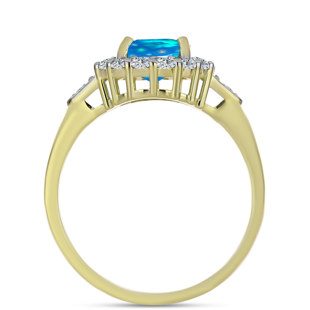 Inel din Argint 925 Placat cu Aur ( 2.85 grame ) cu Opal Etiopian ”Paradis” și Topaz Alb 1.64 Carate 2 