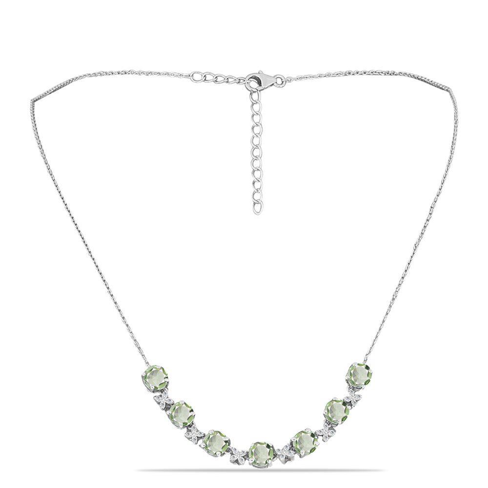 Colier din Argint 925 ( 6.21 grame ) cu Ametist Verde și Topaz Alb 5.12 Carate 1 