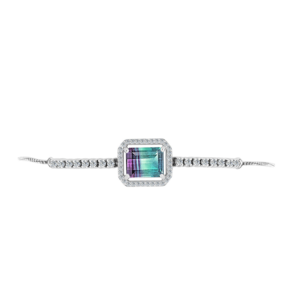 Brățară din Argint 925 ( 5.77 grame ) cu Fluorit Zebra și Topaz Alb 5.21 Carate 2 