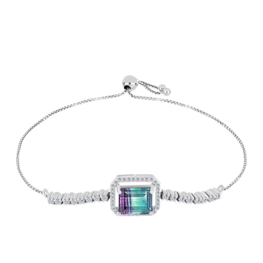 Brățară din Argint 925 ( 5.77 grame ) cu Fluorit Zebra și Topaz Alb 5.21 Carate 1 
