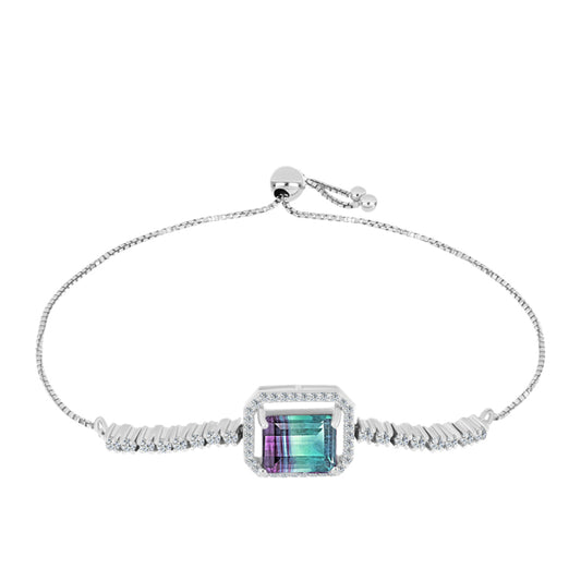 Brățară din Argint 925 ( 5.77 grame ) cu Fluorit Zebra și Topaz Alb 5.21 Carate