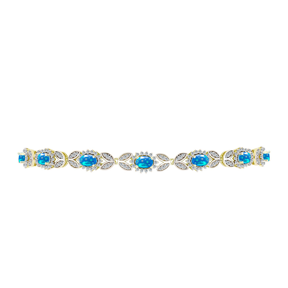 Brățară din Argint 925 Placat cu Aur ( 9.24 grame ) cu Opal Etiopian ”Paradis” și Topaz Alb 3.79 Carate 2 