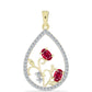 Pandantiv din Argint 925 Placat cu Aur ( 1.91 grame ) cu Rubin Malagasy și Topaz Alb 1.12 Carate