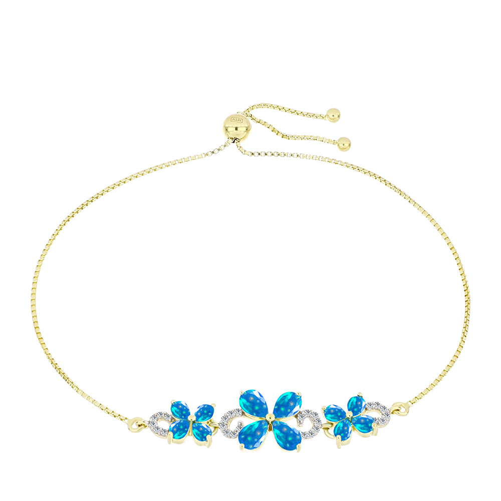 Brățară din Argint 925 Placat cu Aur ( 4.76 grame ) cu Opal Etiopian ”Paradis” și Topaz Alb 1.95 Carate 1 