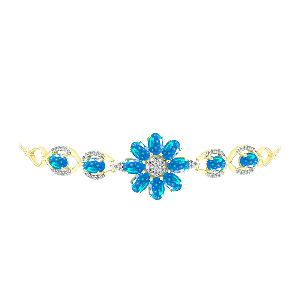 Brățară din Argint 925 Placat cu Aur ( 7.69 grame ) cu Opal Etiopian ”Paradis” și Topaz Alb 3.73 Carate 2 