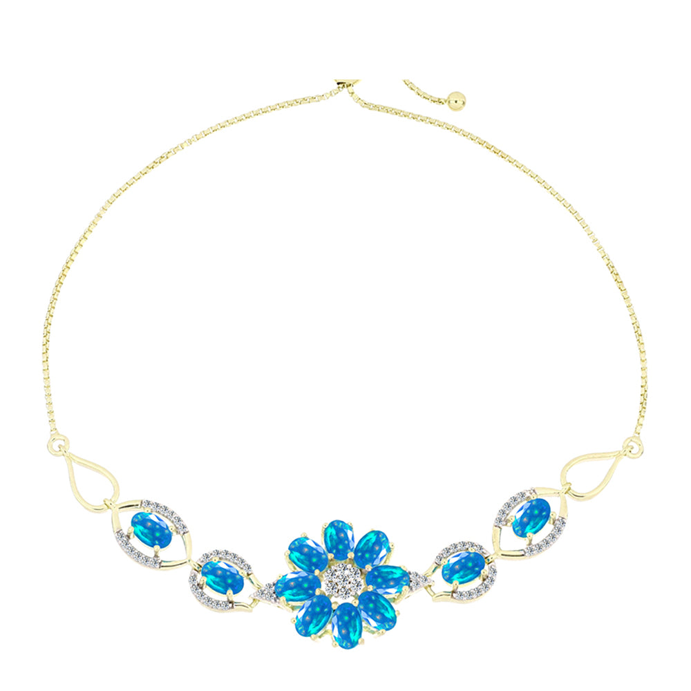 Brățară din Argint 925 Placat cu Aur ( 7.69 grame ) cu Opal Etiopian ”Paradis” și Topaz Alb 3.73 Carate 1 
