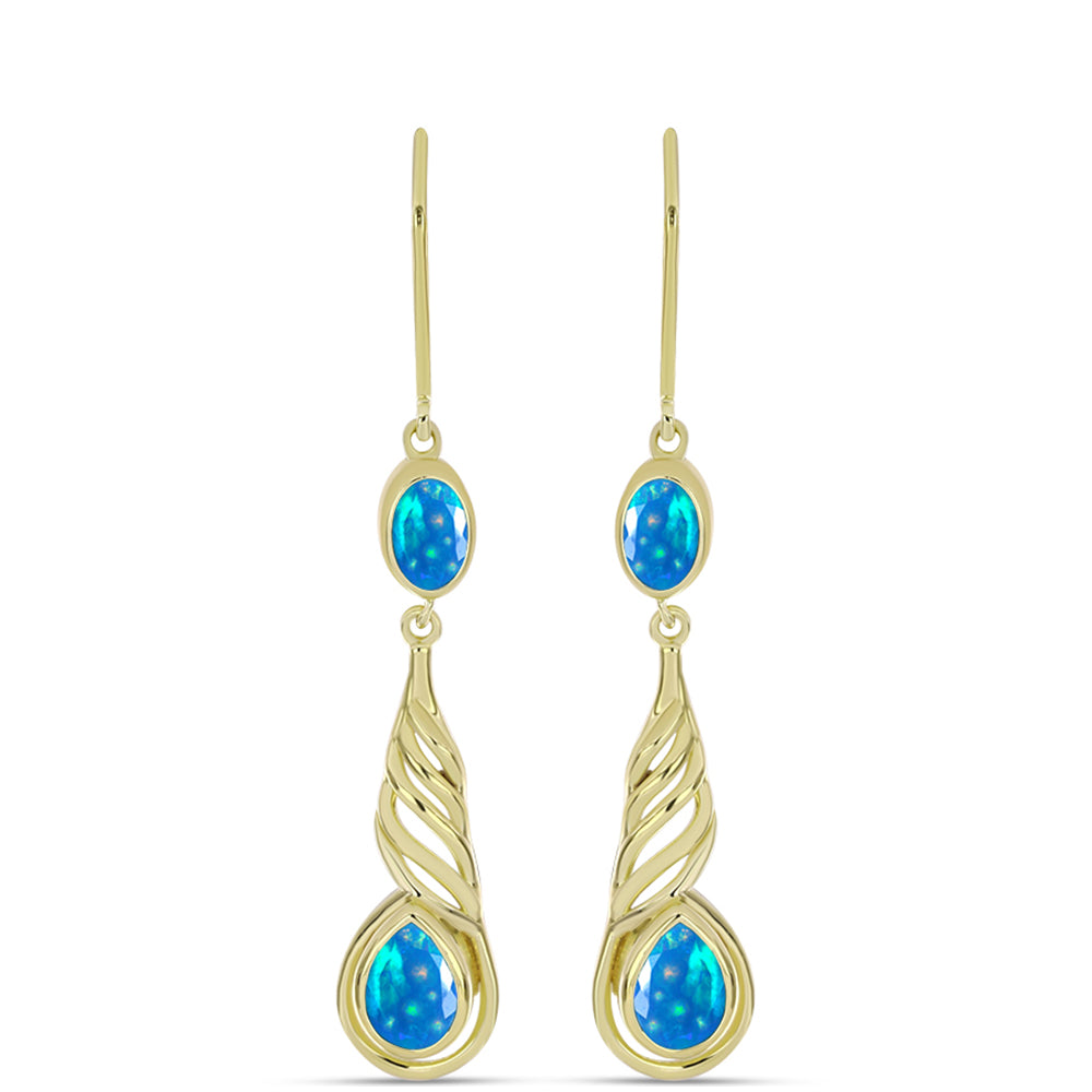 Cercei din Argint 925 Placat cu Aur ( 4.72 grame ) cu Opal Etiopian ”Paradis” 1.41 Carate 1 