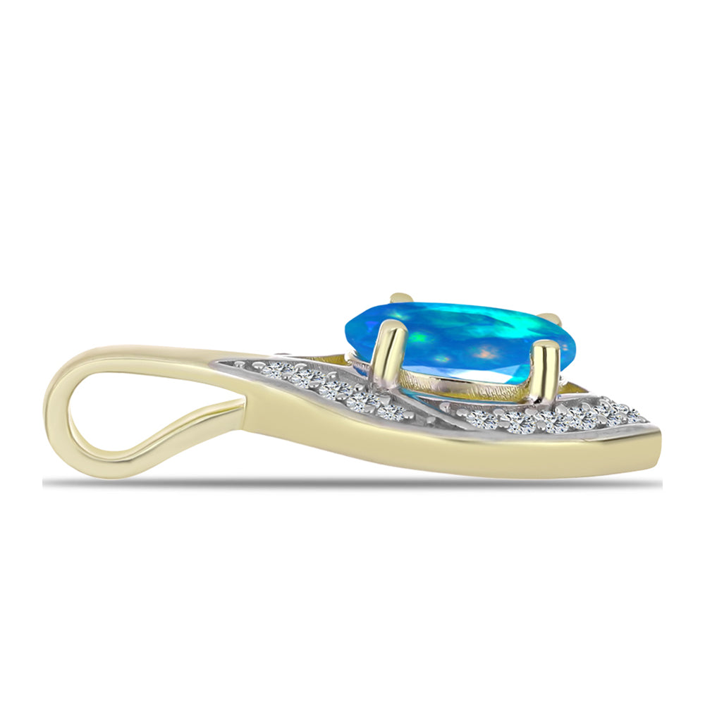 Pandantiv din Argint 925 Placat cu Aur ( 1.42 grame ) cu Opal Etiopian ”Paradis” și Topaz Alb 0.91 Carate 2 