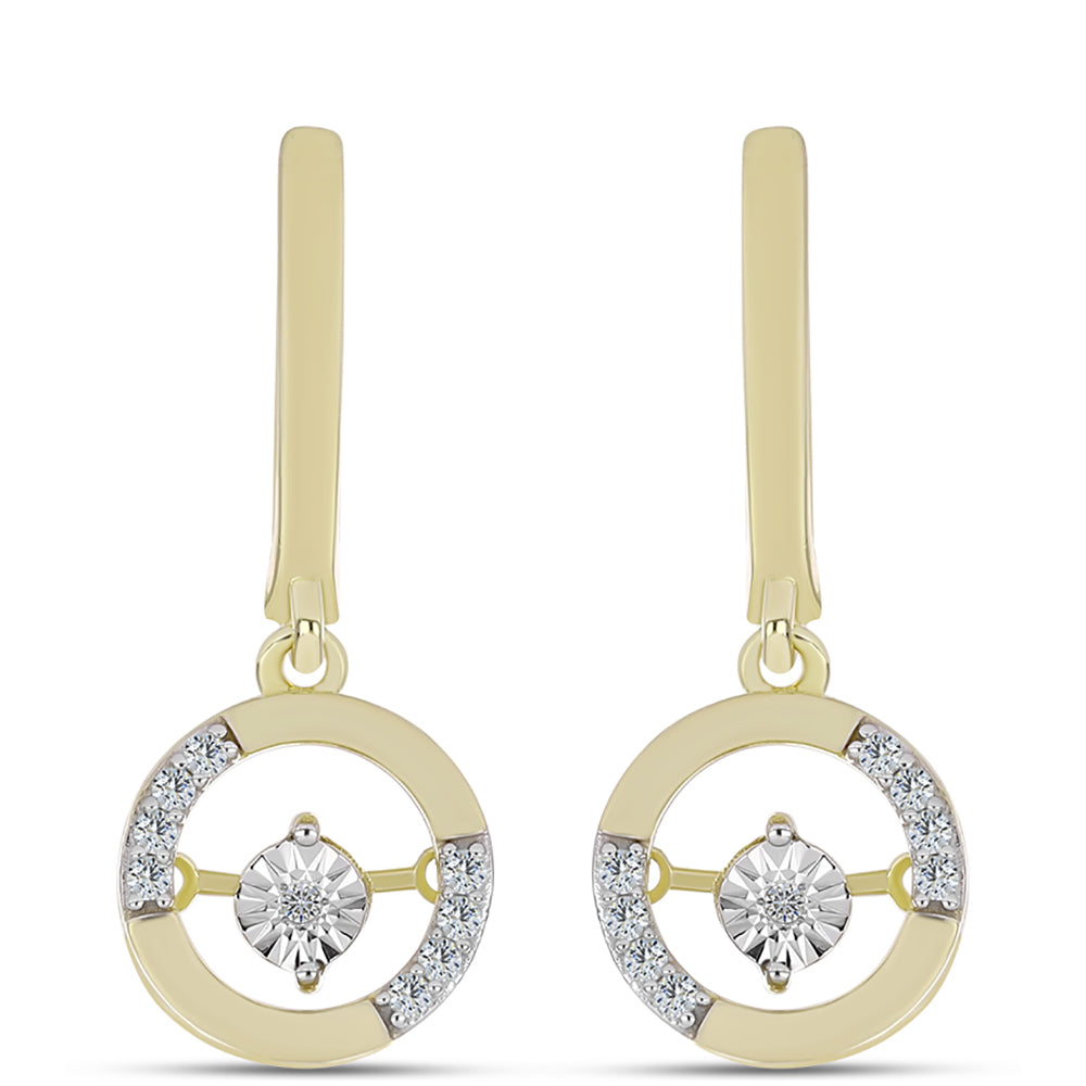 Cercei din Argint 925 Placat cu Aur ( 4.81 grame ) cu Diamant Alb și Topaz Alb 0.16 Carate 1 