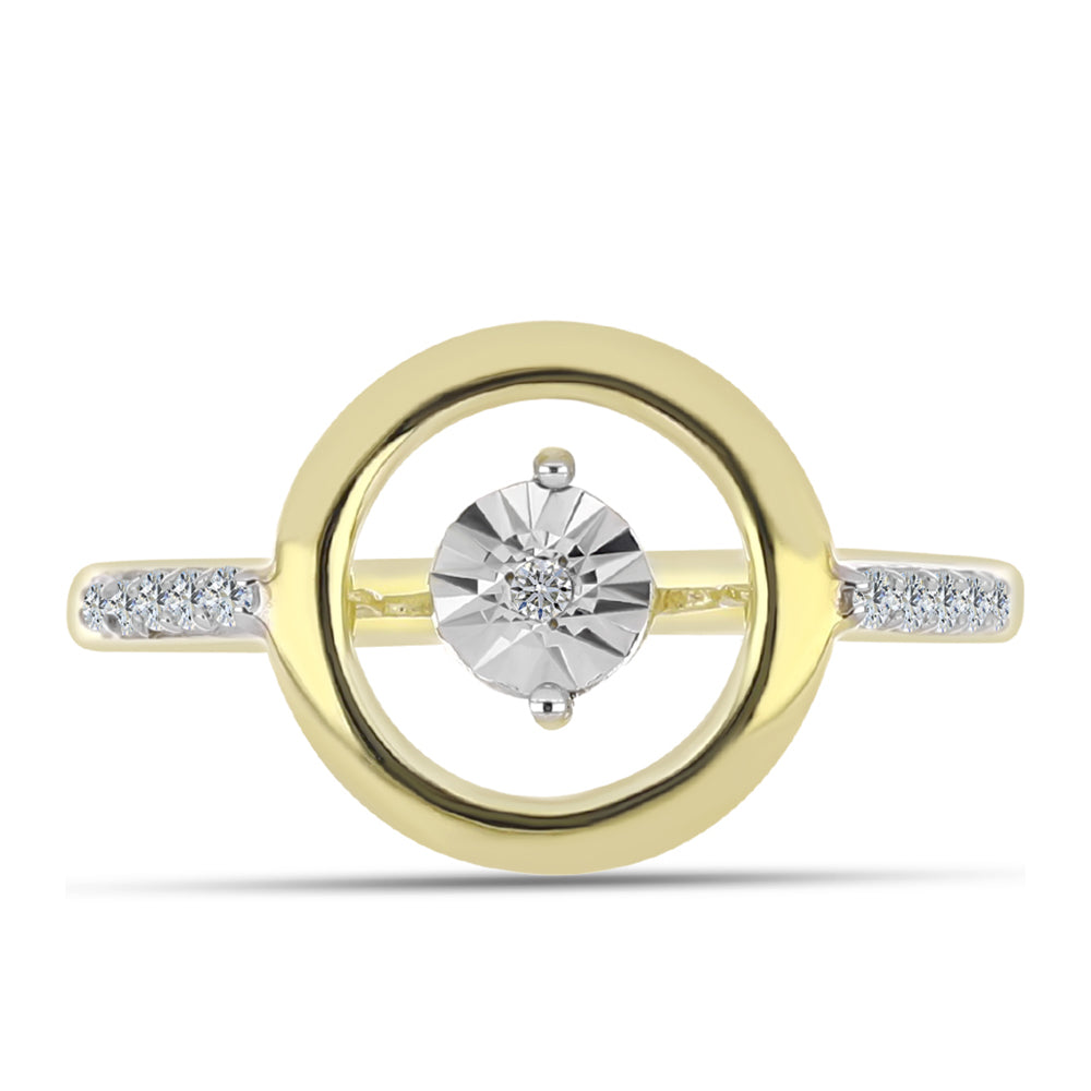 Inel din Argint 925 Placat cu Aur ( 2.83 grame ) cu Diamant Alb și Topaz Alb 0.1 Carate 1 