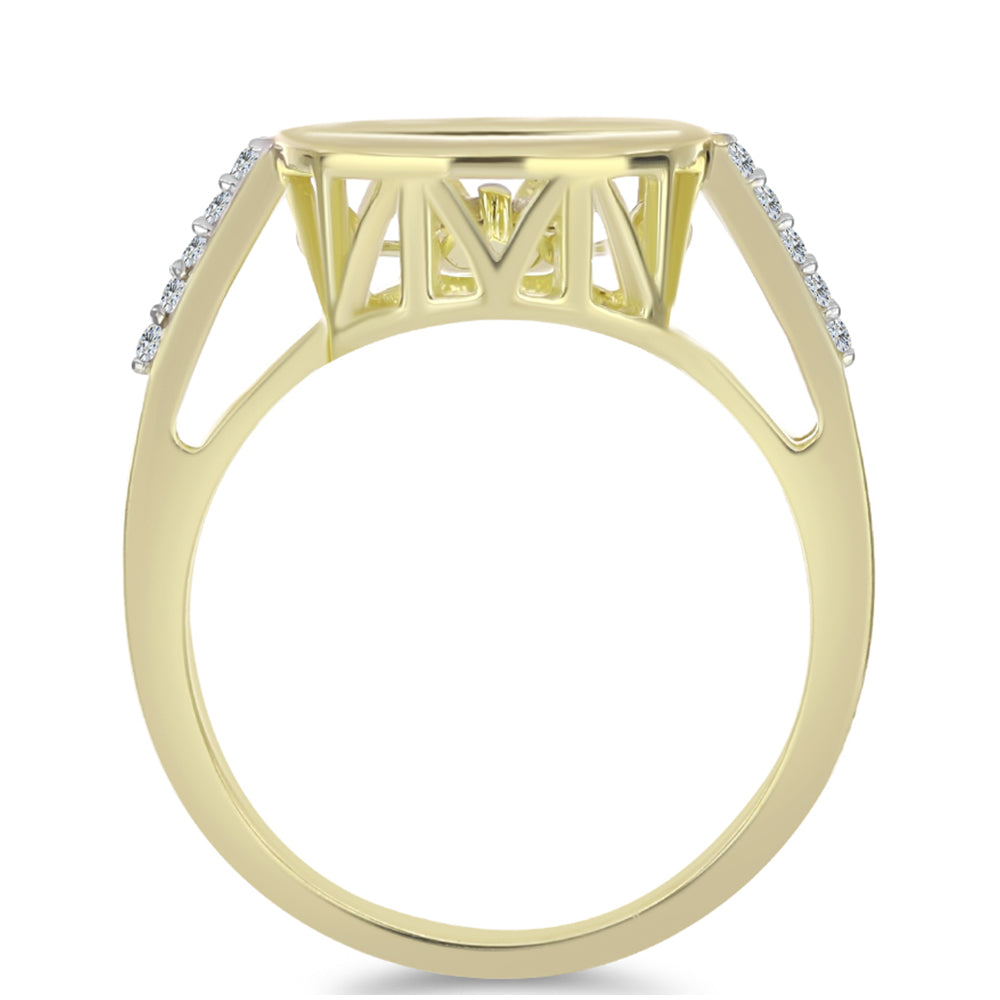 Inel din Argint 925 Placat cu Aur ( 2.83 grame ) cu Diamant Alb și Topaz Alb 0.1 Carate 2 