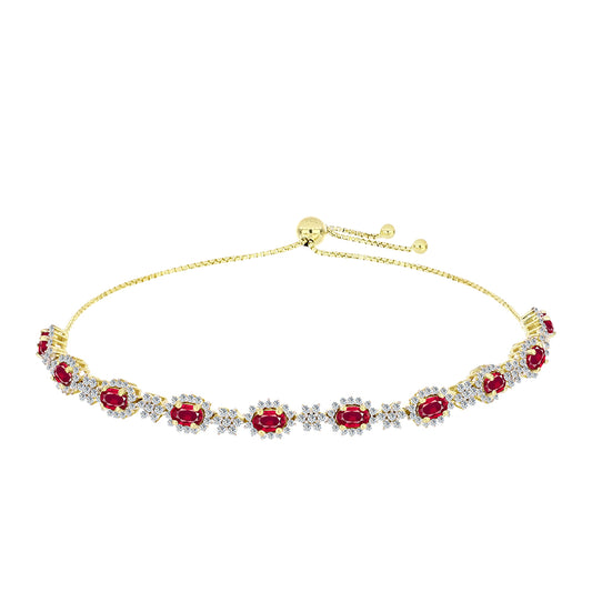 Brățară din Argint 925 Placat cu Aur ( 7.81 grame ) cu Rubin Malagasy și Topaz Alb 5.06 Carate