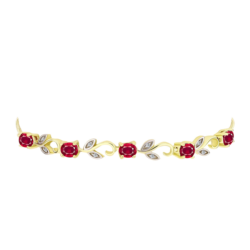 Brățară din Argint 925 Placat cu Aur ( 5.05 grame ) cu Rubin Malagasy și Topaz Alb 2.69 Carate 2 