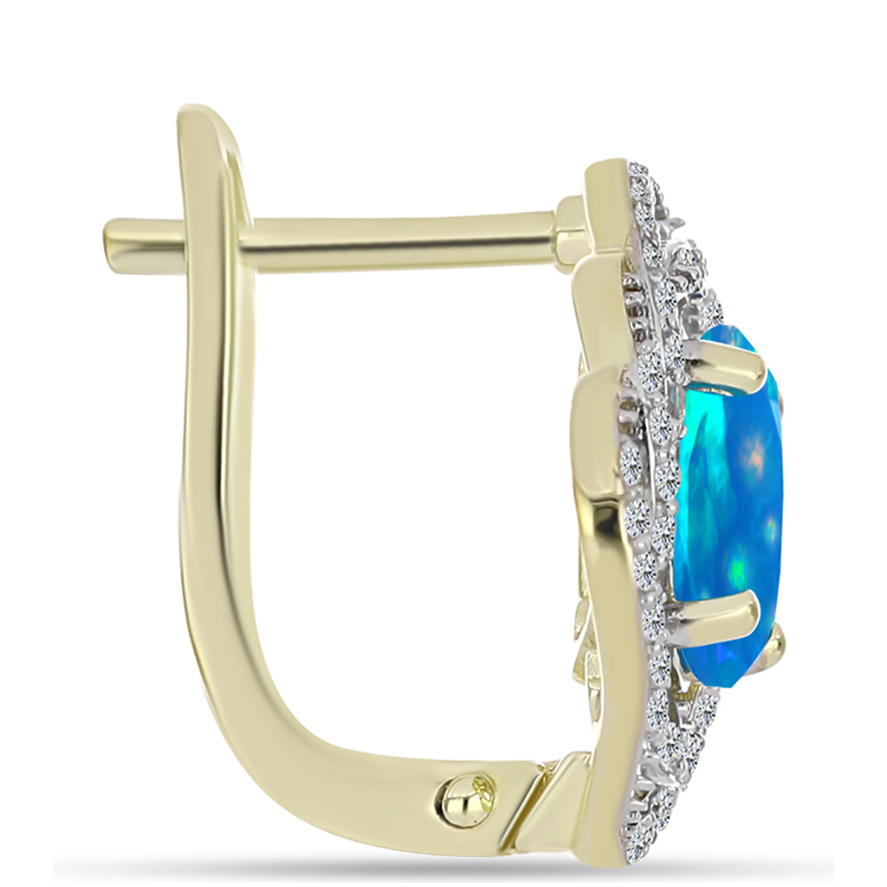 Cercei din Argint 925 Placat cu Aur ( 4.79 grame ) cu Opal Etiopian ”Paradis” și Topaz Alb 2.02 Carate 2 