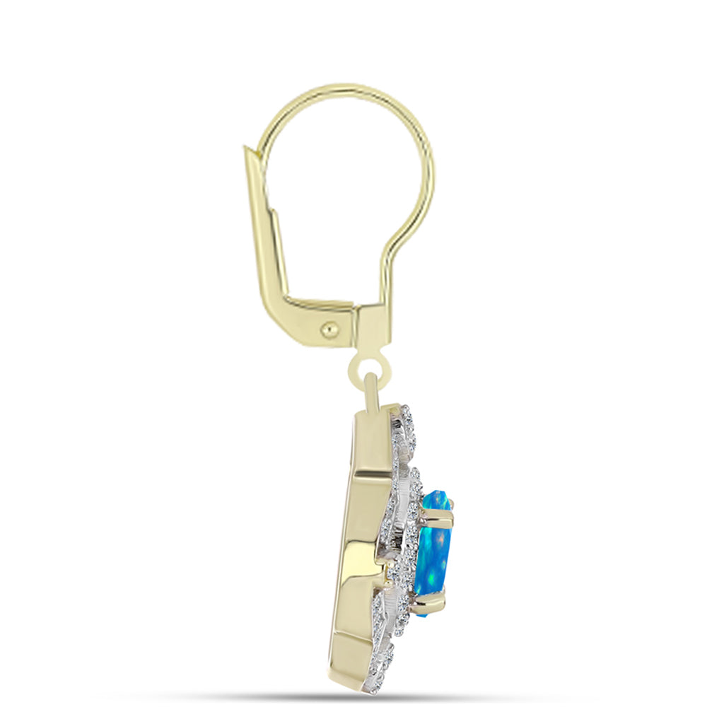 Cercei din Argint 925 Placat cu Aur ( 4.12 grame ) cu Opal Etiopian ”Paradis” și Topaz Alb 1.7 Carate 2 
