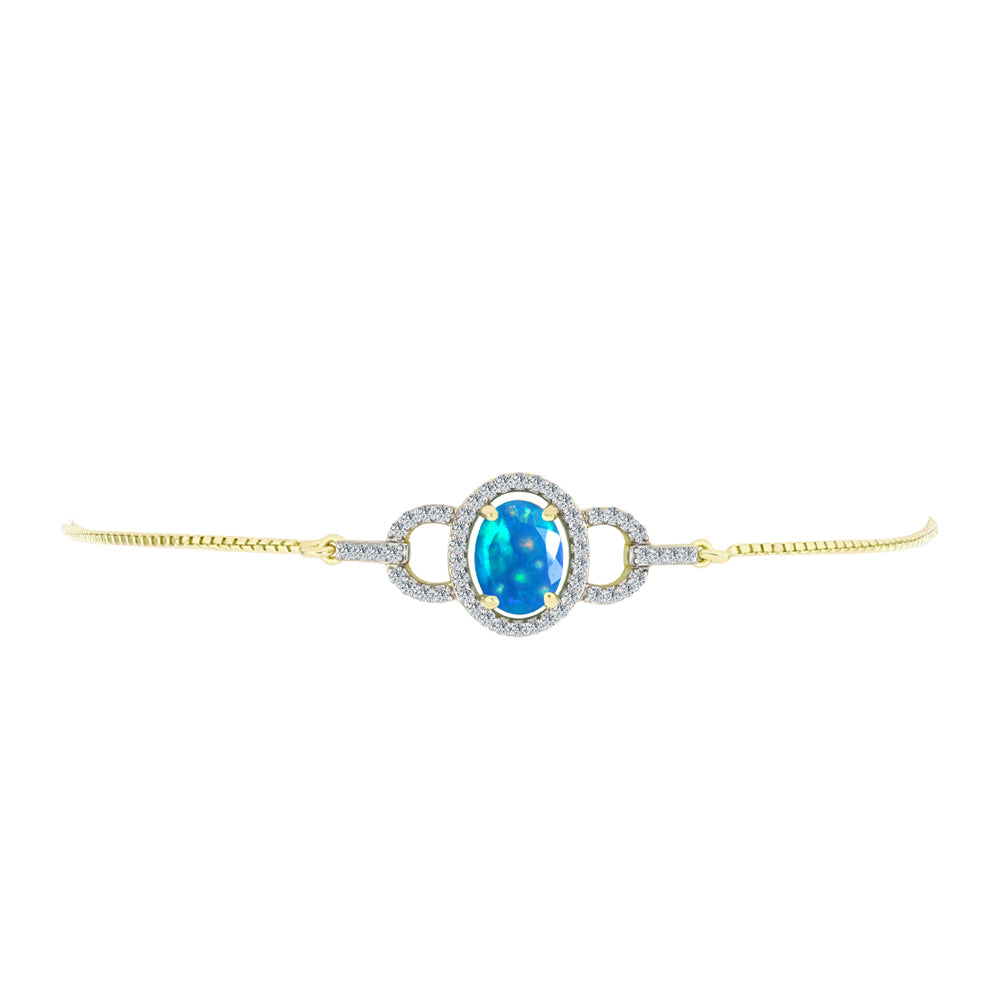 Brățară din Argint 925 Placat cu Aur ( 3.9 grame ) cu Opal Etiopian ”Paradis” și Topaz Alb 1.54 Carate 2 