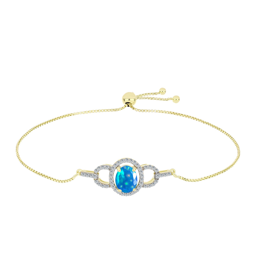 Brățară din Argint 925 Placat cu Aur ( 3.9 grame ) cu Opal Etiopian ”Paradis” și Topaz Alb 1.54 Carate 1 
