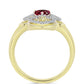Inel din Argint 925 Placat cu Aur ( 3.22 grame ) cu Granat Rodolit și Topaz Alb 1.2 Carate