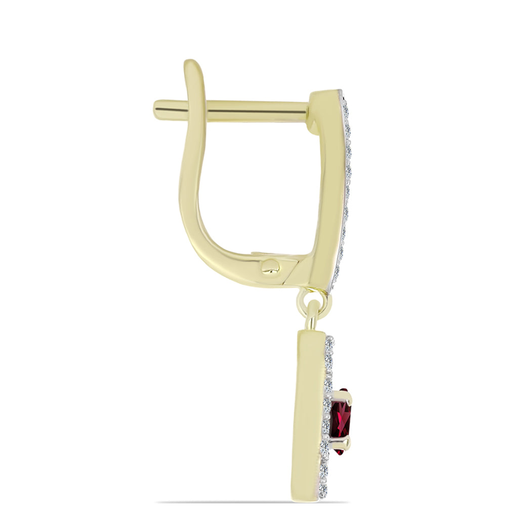 Cercei din Argint 925 Placat cu Aur ( 4 grame ) cu Granat Rodolit și Topaz Alb 1.32 Carate 2 