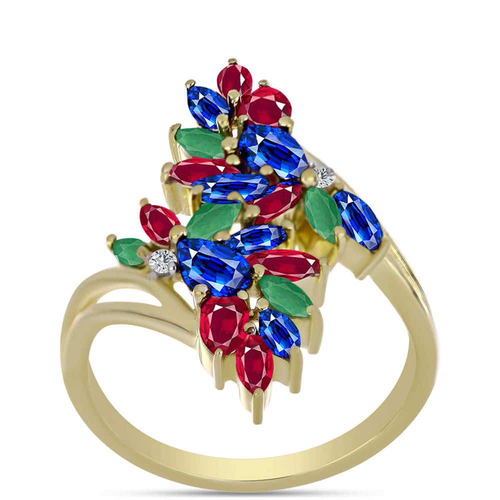 Inel din Argint 925 Placat cu Aur ( 3.82 grame ) cu Rubin Malagasy și Safir Albastru Australian 2.75 Carate