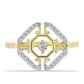 Inel din Argint 925 Placat cu Aur ( 4.32 grame ) cu Diamant Alb și Topaz Alb 0.19 Carate