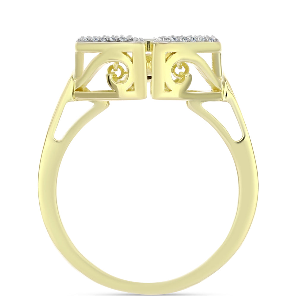 Inel din Argint 925 Placat cu Aur ( 4.32 grame ) cu Diamant Alb și Topaz Alb 0.19 Carate