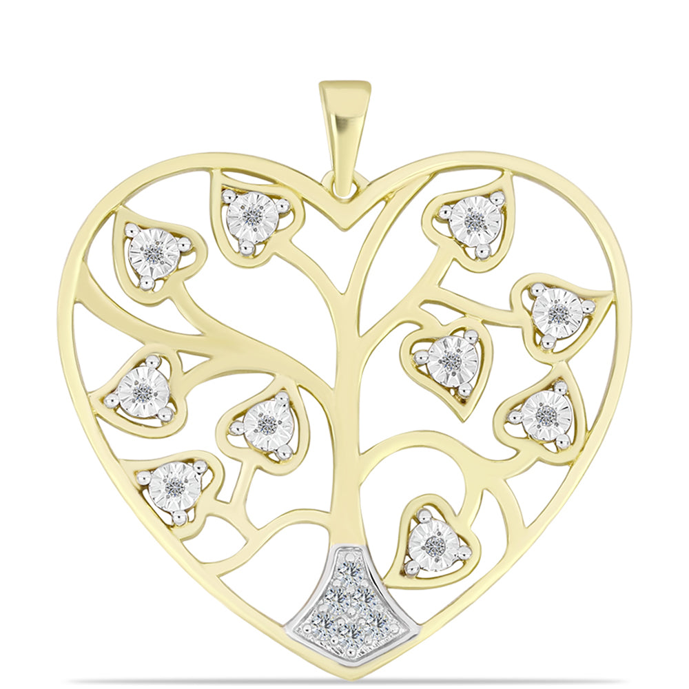 Pandantiv din Argint 925 Placat cu Aur ( 4.44 grame ) cu Diamant Alb și Topaz Alb 0.16 Carate 1 