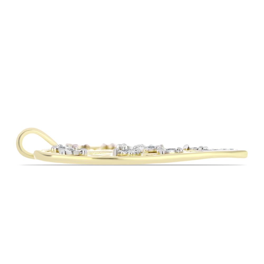 Pandantiv din Argint 925 Placat cu Aur ( 4.44 grame ) cu Diamant Alb și Topaz Alb 0.16 Carate 2 