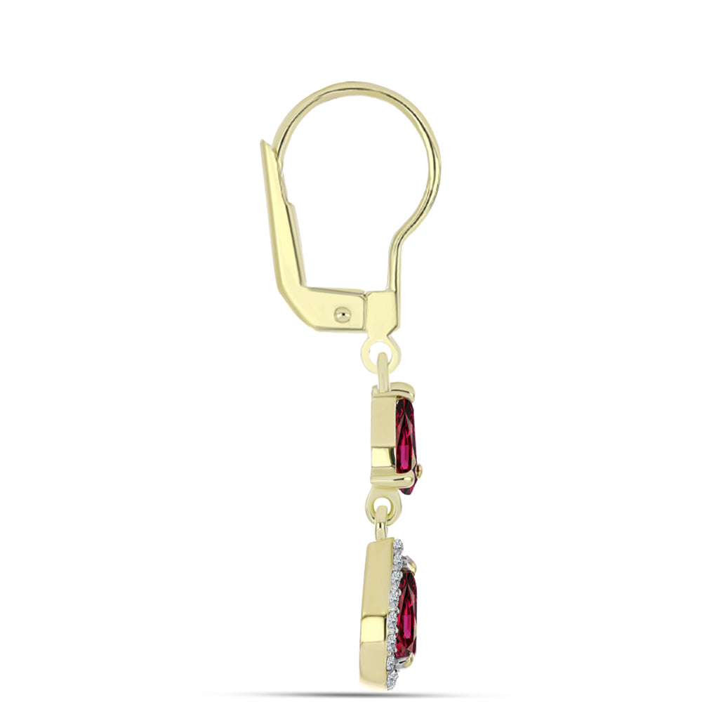 Cercei din Argint 925 Placat cu Aur ( 2.17 grame ) cu Granat Rodolit și Topaz Alb 2.16 Carate 2 