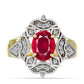 Inel din Argint 925 Placat cu Aur ( 5.21 grame ) cu Rubin Malagasy și Topaz Alb 2.58 Carate