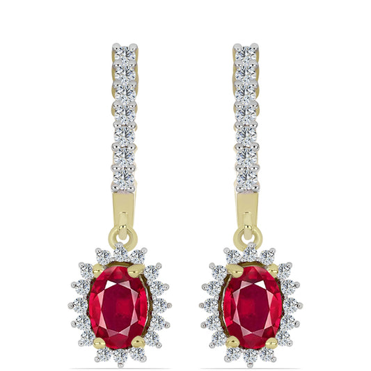 Cercei din Argint 925 Placat cu Aur ( 4.11 grame ) cu Rubin Malagasy și Topaz Alb 3.07 Carate