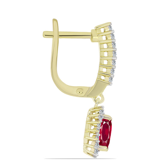 Cercei din Argint 925 Placat cu Aur ( 4.11 grame ) cu Rubin Malagasy și Topaz Alb 3.07 Carate