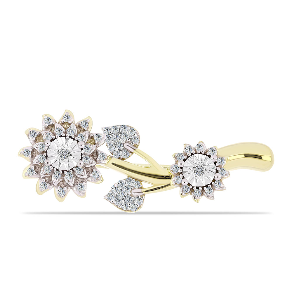 Broşă din Argint 925 Placat cu Aur ( 4.54 grame ) cu Diamant Alb și Topaz Alb 0.38 Carate 1 
