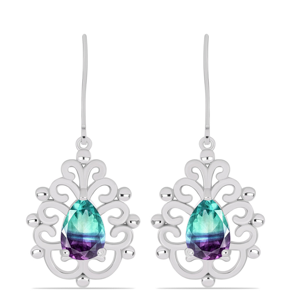 Cercei din Argint 925 ( 5.92 grame ) cu Fluorit Zebra 4.36 Carate