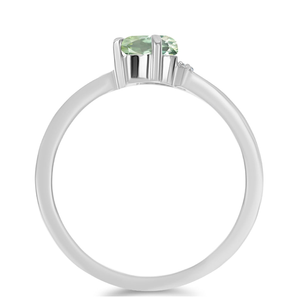 Inel din Argint 925 ( 1.94 grame ) cu Ametist Verde și Topaz Alb 0.47 Carate 2 