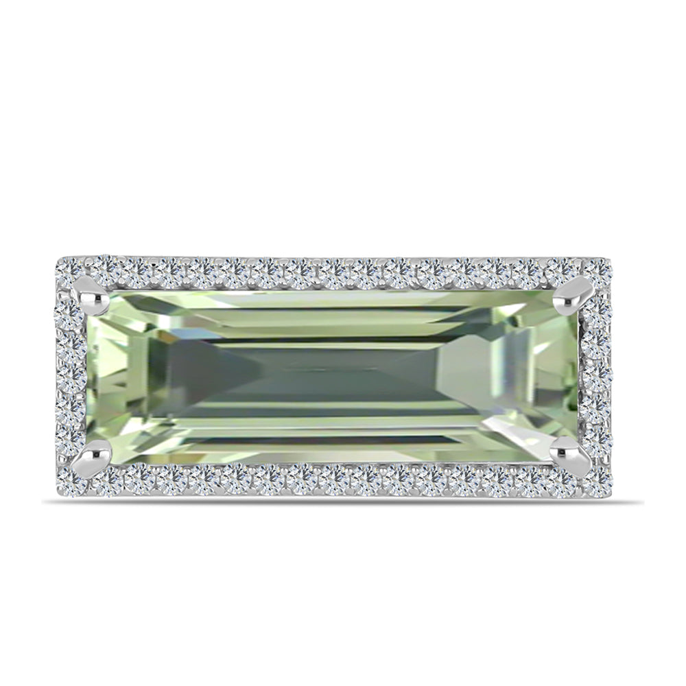 Inel din Argint 925 ( 3.49 grame ) cu Ametist Verde și Topaz Alb 5.96 Carate 1 