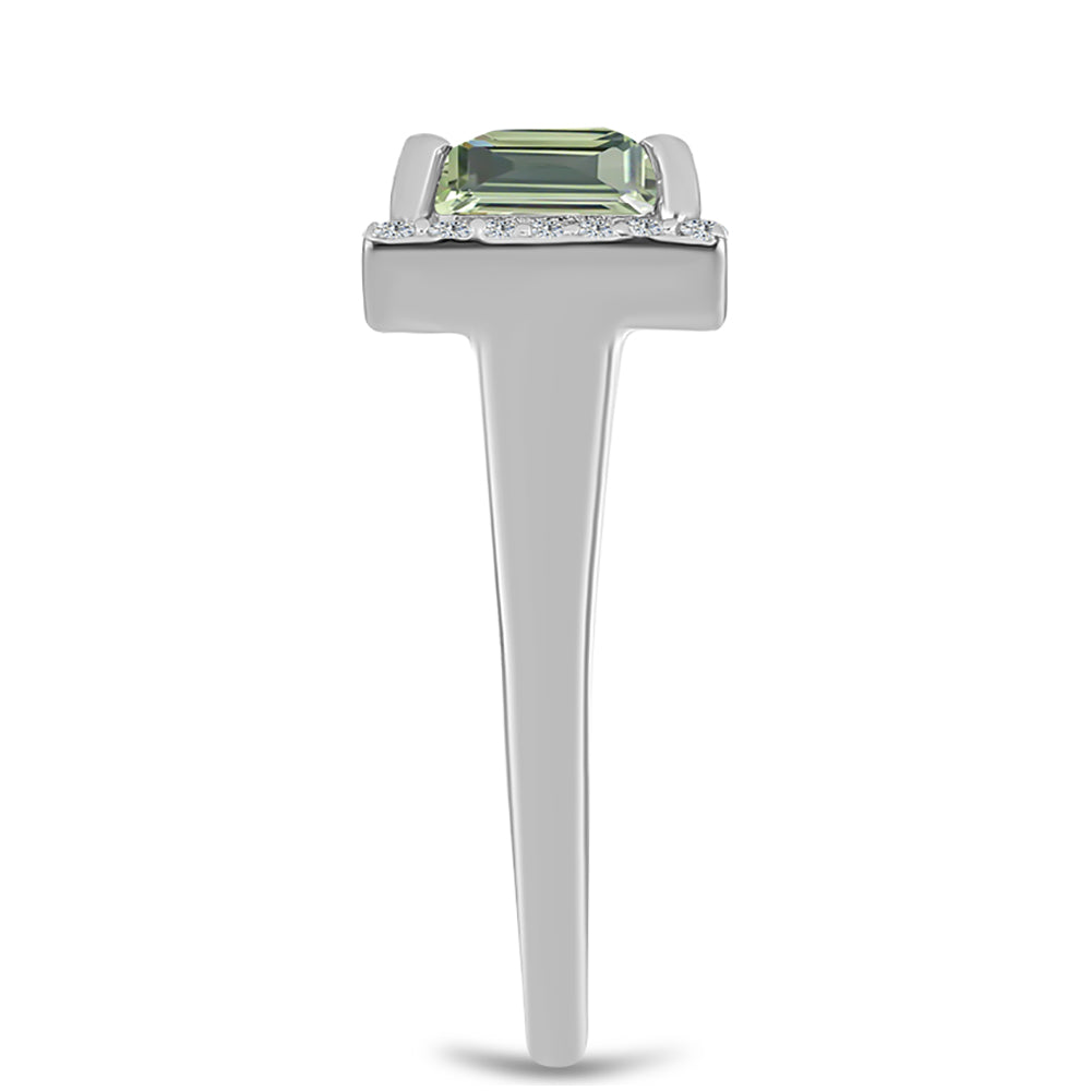 Inel din Argint 925 ( 3.49 grame ) cu Ametist Verde și Topaz Alb 5.96 Carate