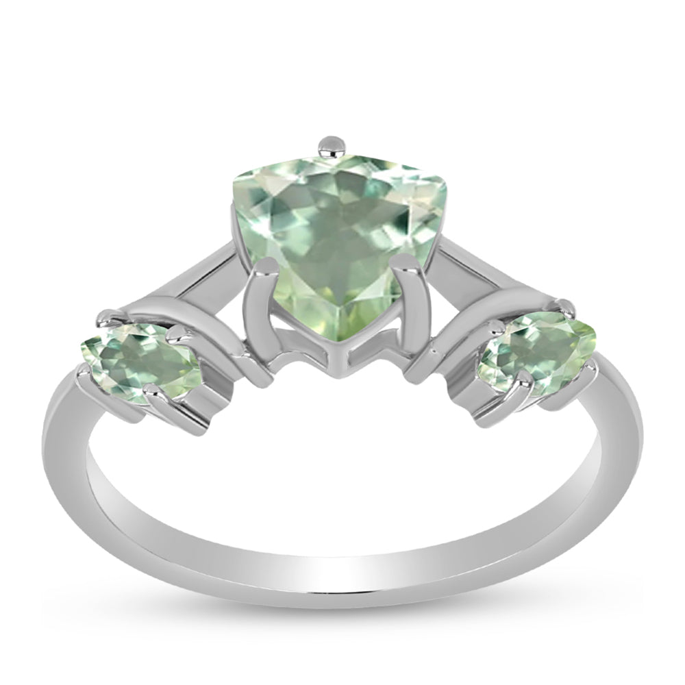Inel din Argint 925 ( 2.47 grame ) cu Ametist Verde 2.04 Carate 3 