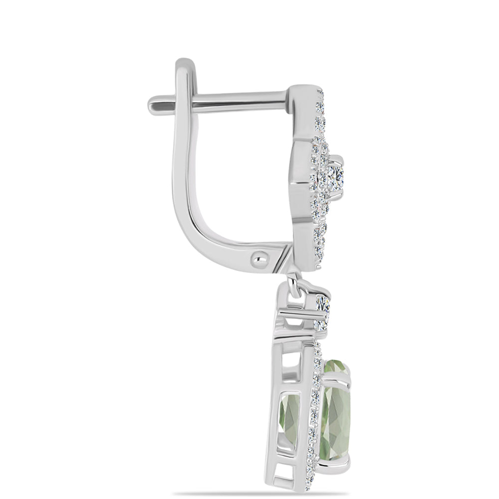 Cercei din Argint 925 ( 4.88 grame ) cu Ametist Verde și Topaz Alb 4.77 Carate 2 