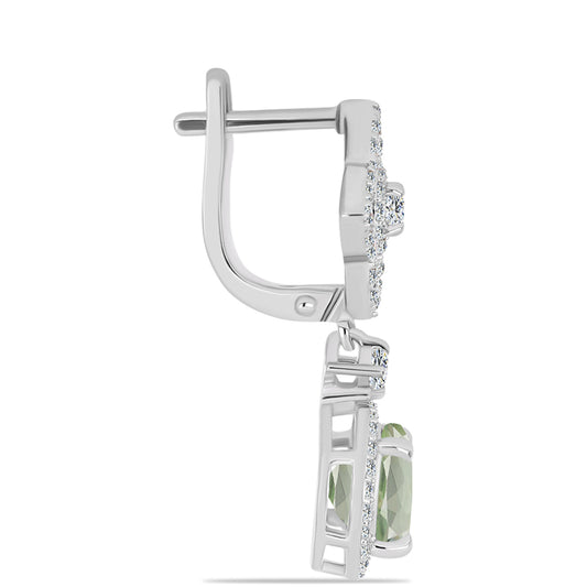 Cercei din Argint 925 ( 4.88 grame ) cu Ametist Verde și Topaz Alb 4.77 Carate