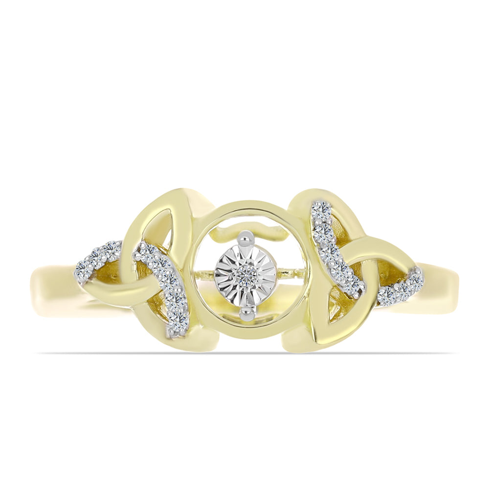 Inel din Argint 925 Placat cu Aur ( 3.78 grame ) cu Diamant Alb și Topaz Alb 0.1 Carate 1 
