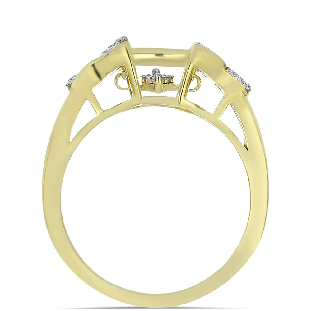 Inel din Argint 925 Placat cu Aur ( 3.78 grame ) cu Diamant Alb și Topaz Alb 0.1 Carate 2 
