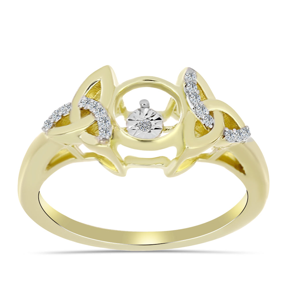 Inel din Argint 925 Placat cu Aur ( 3.78 grame ) cu Diamant Alb și Topaz Alb 0.1 Carate 3 